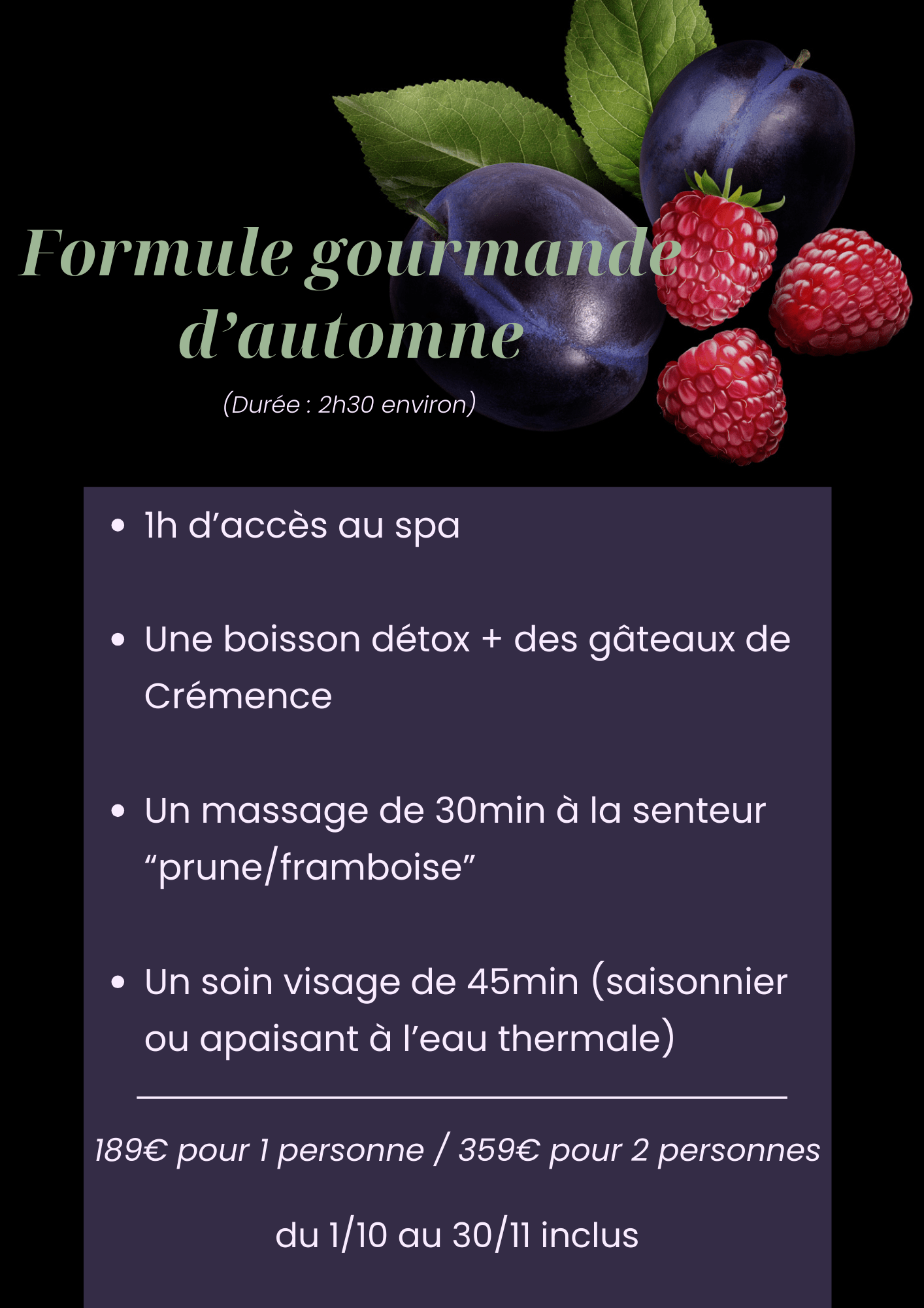 Formule gourmande d’automne 2024 - spa marotte