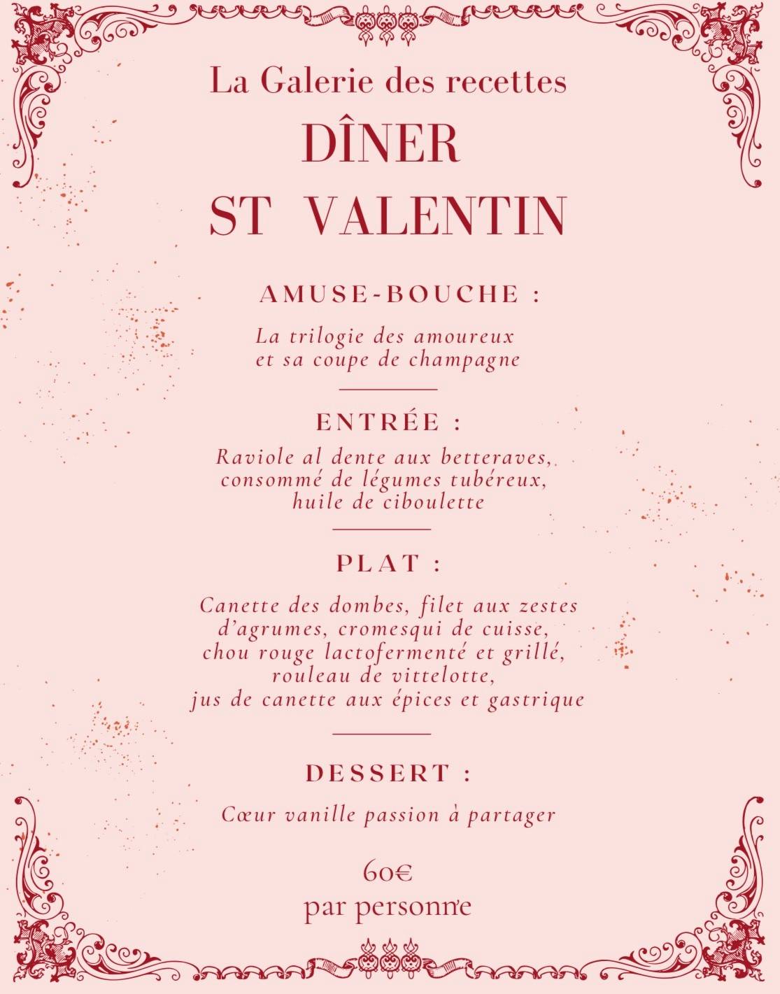 saint valentin 2025 - la galerie des recettes amiens